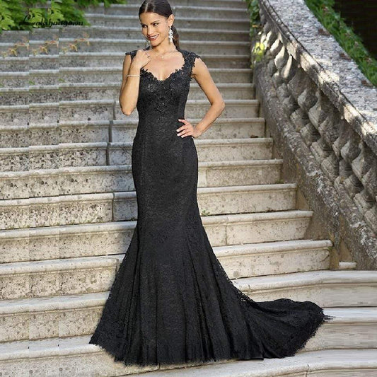 Gothic Black Mermaid Wedding Dresses Sexy Bridal - ROYCEBRIDAL OFFICIAL STORE