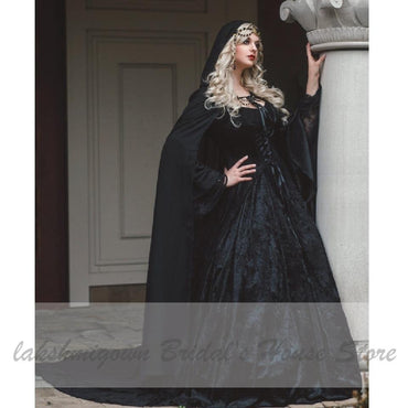 Gothic Black Wedding Dress Fairy Long Sleeve Vintage - ROYCEBRIDAL OFFICIAL STORE