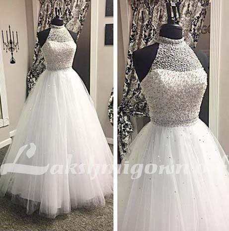 Halter Beaded Ball gown Wedding Dress - ROYCEBRIDAL OFFICIAL STORE