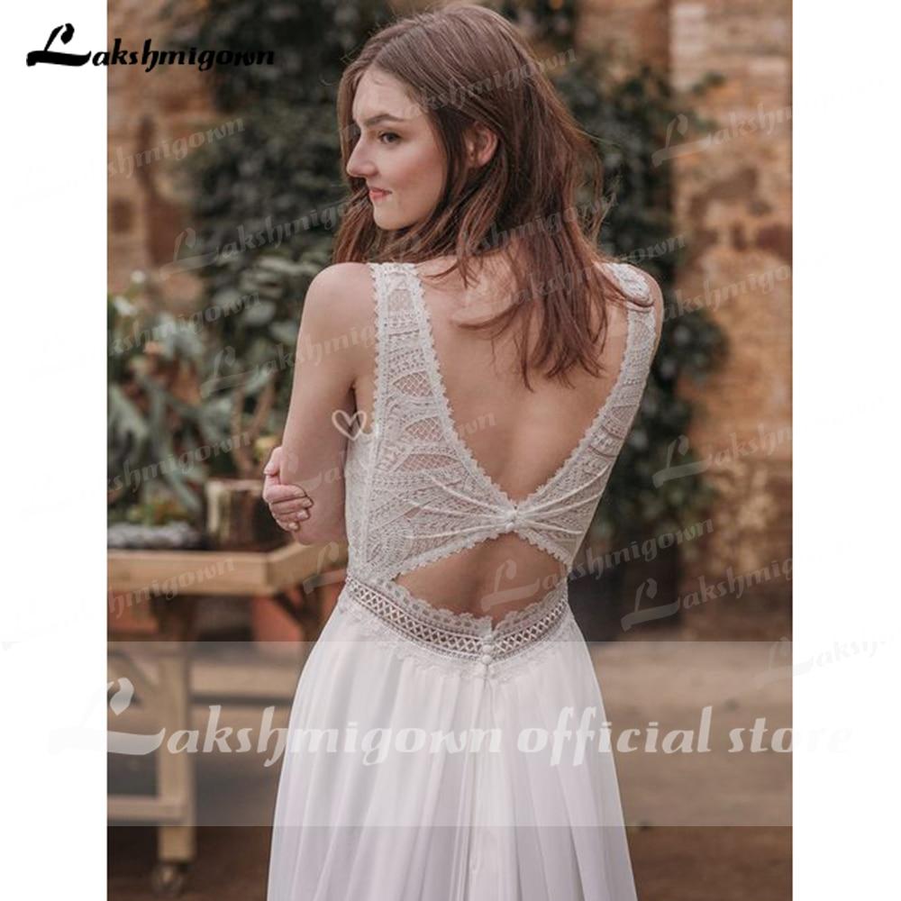 High Split Lace Chiffon Backless Off Shoulder Wedding Dresses - ROYCEBRIDAL OFFICIAL STORE