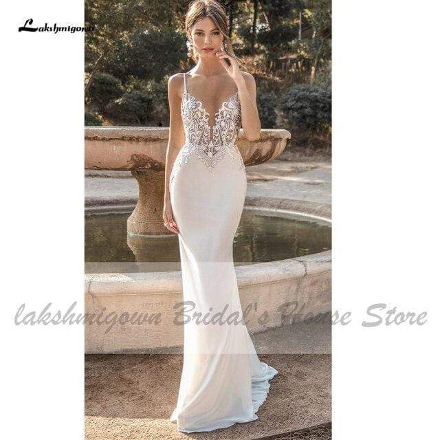 Sexy Bridal Mermaid Wedding Dresses Backless Beaded Lace Bodice - ROYCEBRIDAL OFFICIAL STORE