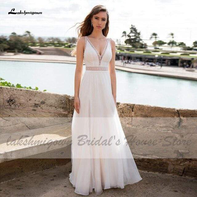 Lakshmigown Off White Wedding Dress Beach Summer - ROYCEBRIDAL OFFICIAL STORE