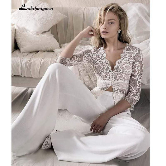 Jumpsuits Beach Wedding Dresses Bohemia Two Pieces - ROYCEBRIDAL OFFICIAL STORE