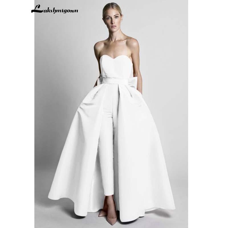 Jumpsuits Wdding Dresses With Detachable Skirt Strapless - ROYCEBRIDAL OFFICIAL STORE