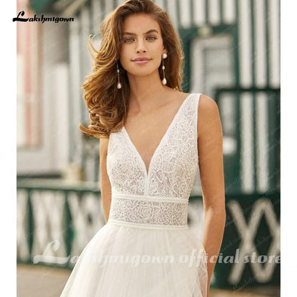 Lace Wedding Dresses O Neckline Half Long Sleeves - ROYCEBRIDAL OFFICIAL STORE