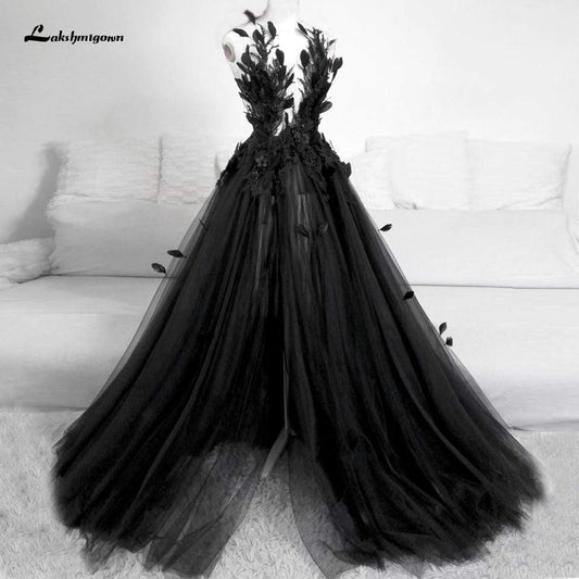 Lakshmigown Classic Black Feather Wedding Dress 2021 Princess Birthday Dress for Women Luxury Bridal Wedding Gowns Real Picture - ROYCEBRIDAL OFFICIAL STORE