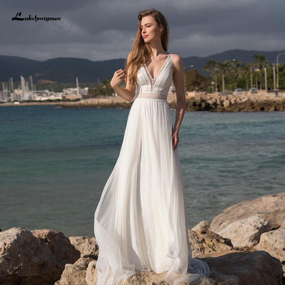 Lakshmigown Off White Wedding Dress Beach Summer - ROYCEBRIDAL OFFICIAL STORE