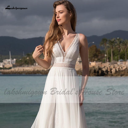 Lakshmigown Off White Wedding Dress Beach Summer - ROYCEBRIDAL OFFICIAL STORE