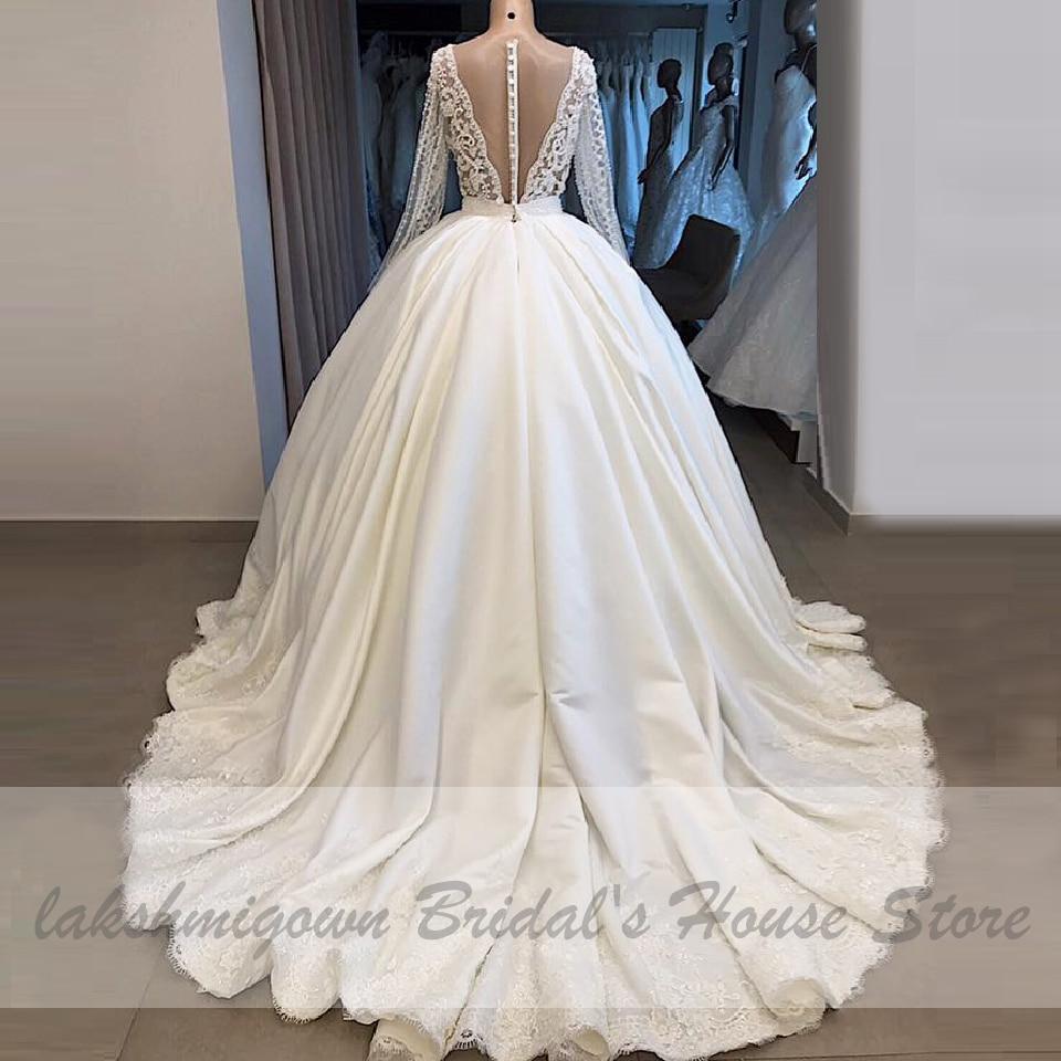 Lakshmigown Saudi Arabic Pearls Ball Gown Satin Wedding Dresses - ROYCEBRIDAL OFFICIAL STORE