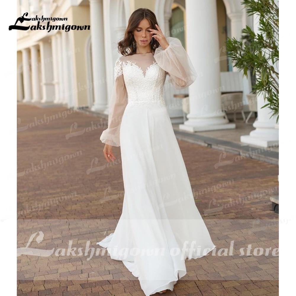 Long Sleeve Lace Beach Wedding Dresses - ROYCEBRIDAL OFFICIAL STORE