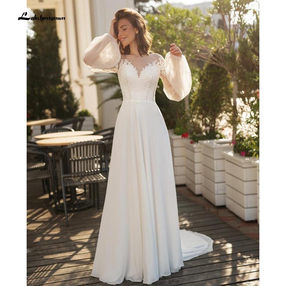 Long Sleeve Lace Beach Wedding Dresses - ROYCEBRIDAL OFFICIAL STORE