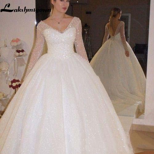 Long Sleeve Wedding Dresses Backless Sweep Train - ROYCEBRIDAL OFFICIAL STORE