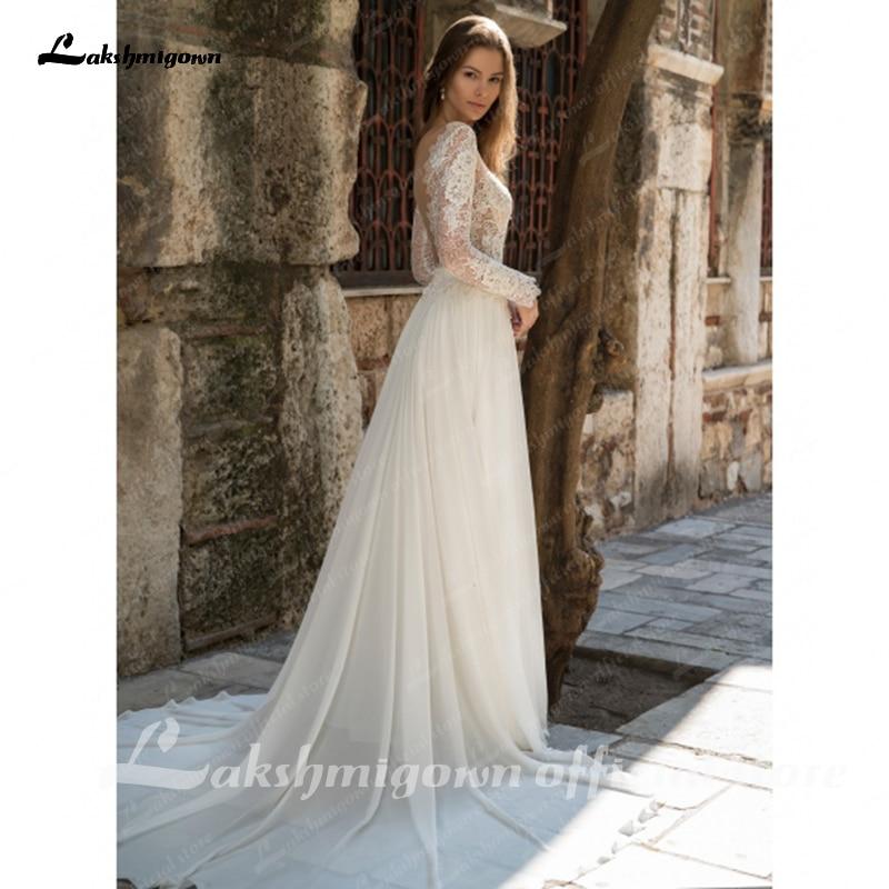 Long sleeves lace Court Train Wedding Dress - ROYCEBRIDAL OFFICIAL STORE