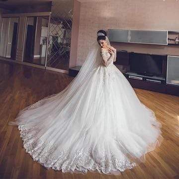 Long Sleeves Lace Wedding Dresses Luxury Bride Gown - ROYCEBRIDAL OFFICIAL STORE