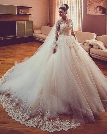 Long Sleeves Lace Wedding Dresses Luxury Bride Gown - ROYCEBRIDAL OFFICIAL STORE