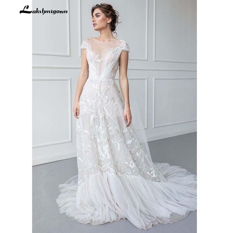 Luxurious Boho Wedding Dress Lace Beach Wedding Gowns - ROYCEBRIDAL OFFICIAL STORE