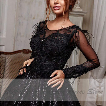 Luxury Dubai Black Wedding Dress Ball Gown - ROYCEBRIDAL OFFICIAL STORE