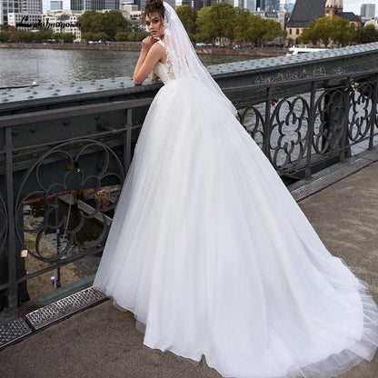 Luxury Tulle Mariage Open Back Lace Beading Wedding Dresses - ROYCEBRIDAL OFFICIAL STORE