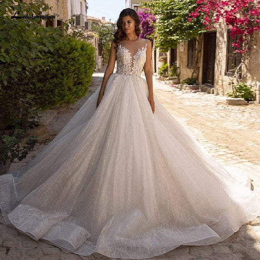 Luxury Wedding Gowns Sexy Women Glitter Tulle Bridal - ROYCEBRIDAL OFFICIAL STORE