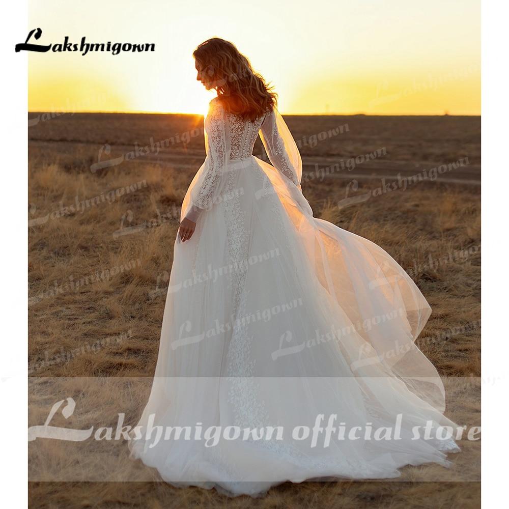 Newest Long Sleeve O Neck Lace Wedding Dresses - ROYCEBRIDAL OFFICIAL STORE