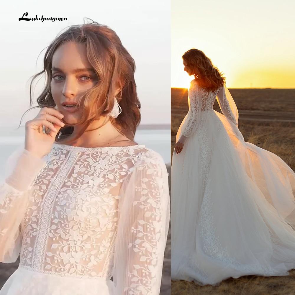 Newest Long Sleeve O Neck Lace Wedding Dresses - ROYCEBRIDAL OFFICIAL STORE