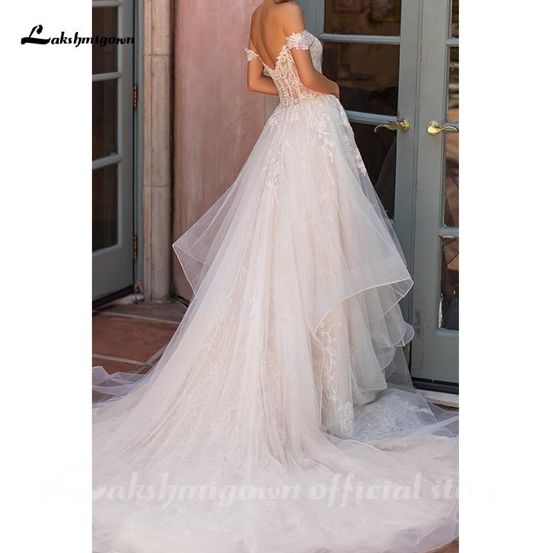 Off Shoulder A-Line Wedding Dress Sweetheart Court Train - ROYCEBRIDAL OFFICIAL STORE