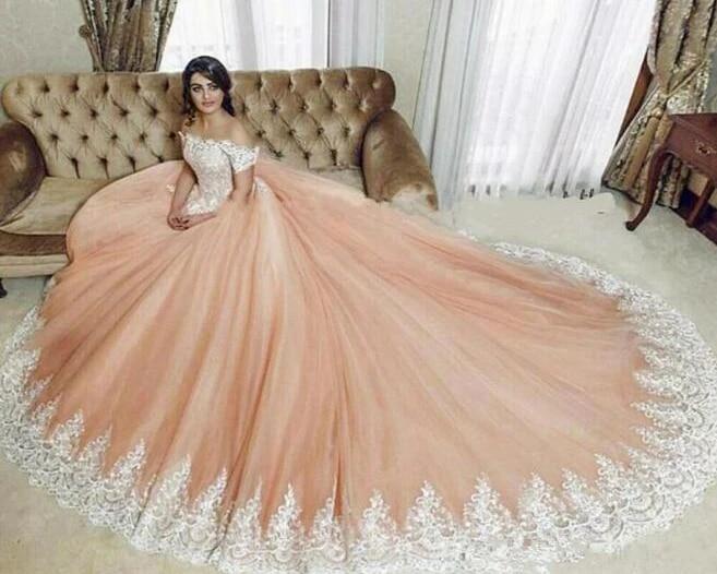 Pink Ball Gown Prom Girls Sweet Wedding Dress - ROYCEBRIDAL OFFICIAL STORE