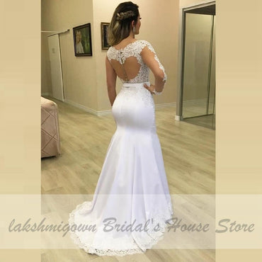 Princess African Mermaid Wedding Dress Satin Sexy - ROYCEBRIDAL OFFICIAL STORE