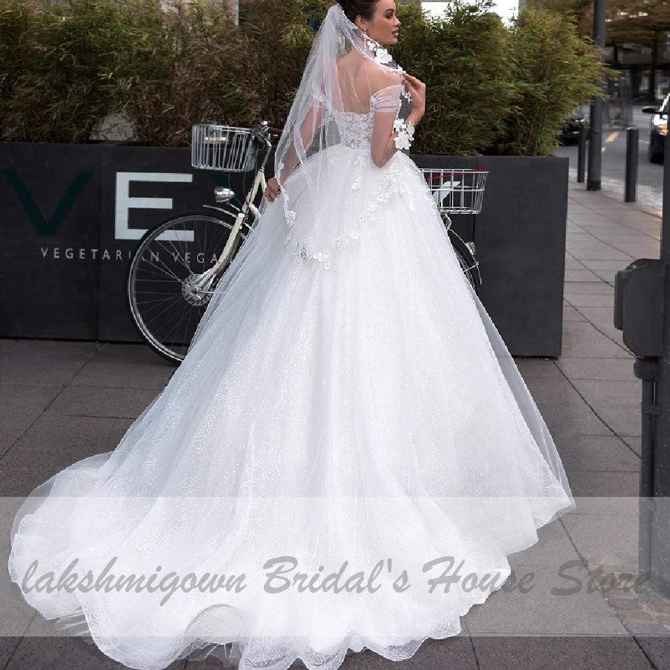 Princess Bridal White Tulle Mariage Wedding Gowns - ROYCEBRIDAL OFFICIAL STORE