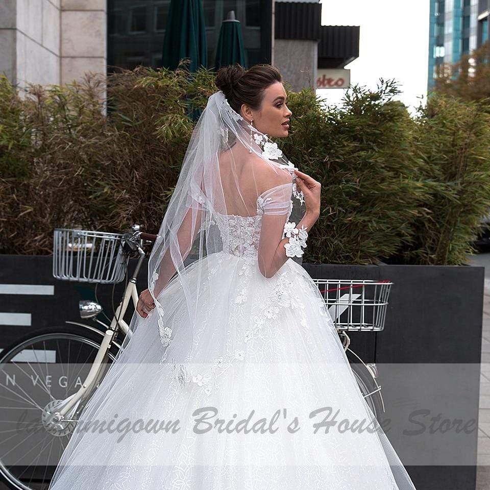 Princess Bridal White Tulle Mariage Wedding Gowns - ROYCEBRIDAL OFFICIAL STORE