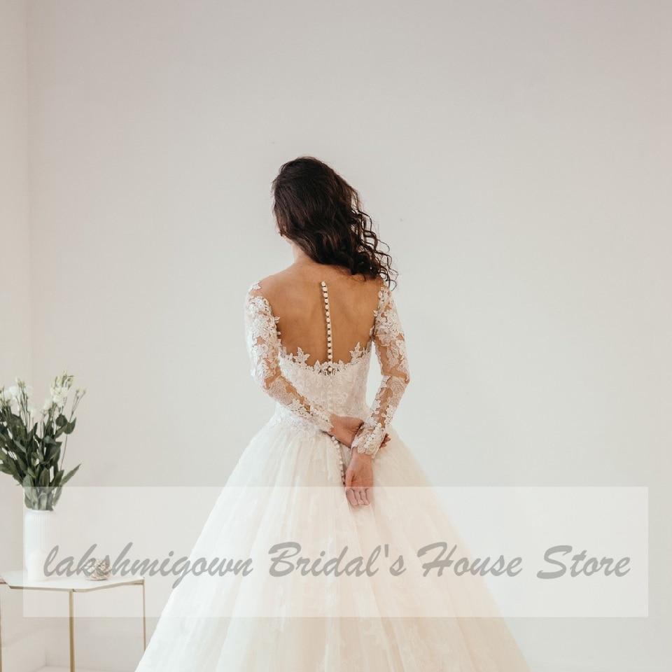 Princess Lace Ball Gown Wedding Dresses Long Sleeves - ROYCEBRIDAL OFFICIAL STORE