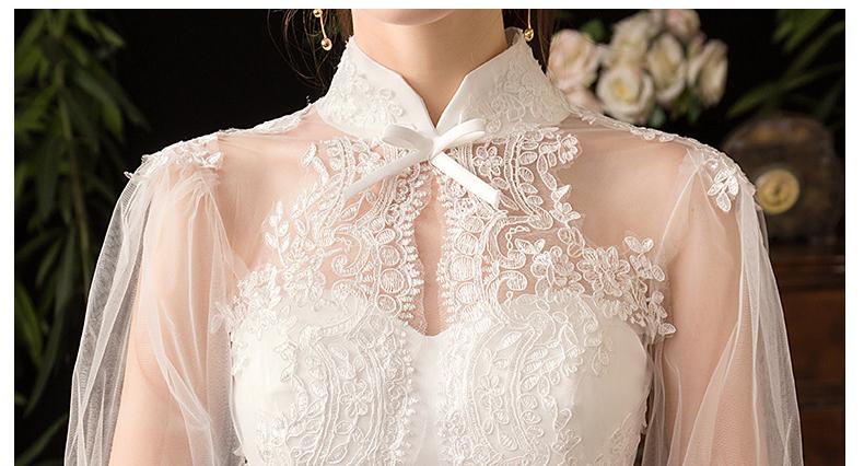 Roycebridal New High Neck Three Quarter Sleeve Wedding Dress Sexy Illusion Lace Applique Plus Size Vintage Bridal Gown Robe De Mariee L