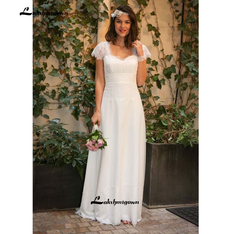 Western Country Wedding Dresses 2021 Lace Chiffon Modest Long Bohemian Bridal Gowns Plus Size Robe de mariée en dentelle - ROYCEBRIDAL OFFICIAL STORE