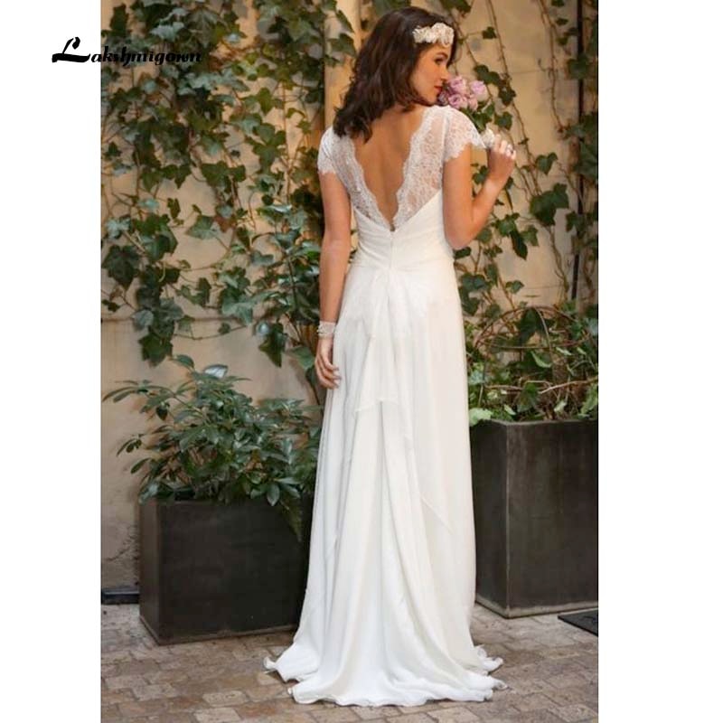 Western Country Wedding Dresses 2021 Lace Chiffon Modest Long Bohemian Bridal Gowns Plus Size Robe de mariée en dentelle - ROYCEBRIDAL OFFICIAL STORE