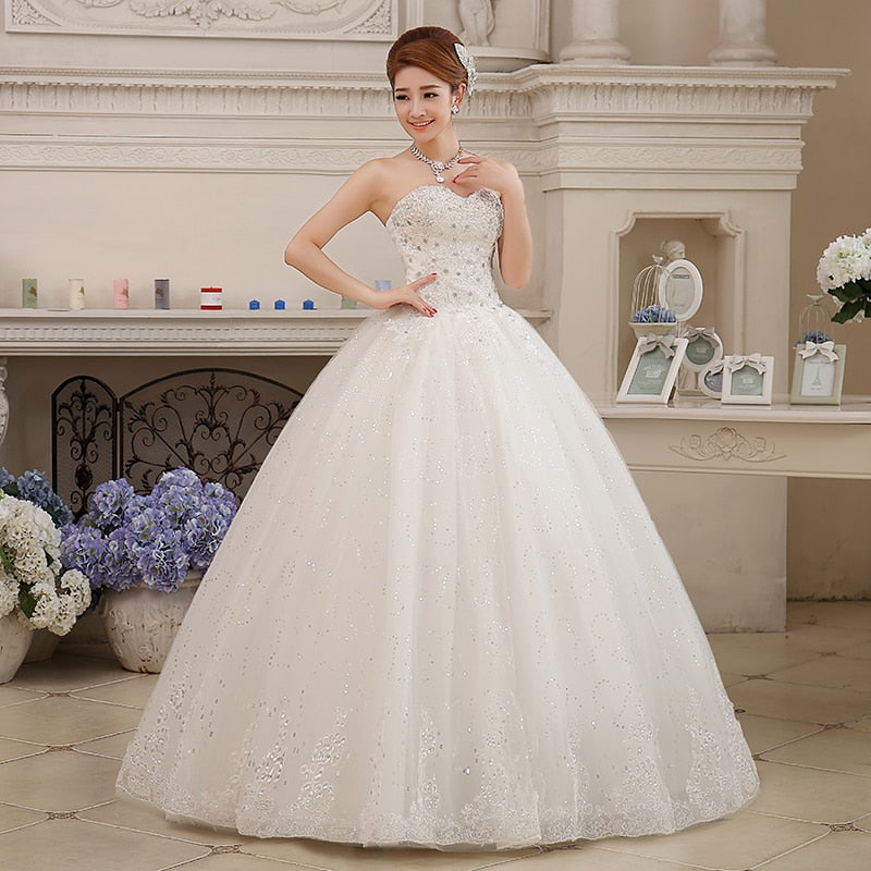 Roycebridal Wedding Dress Plus Size Bride Large Size Strapless Diamond Wedding Dresses Ball Gowns Bridal Princess Embroidery Dresses