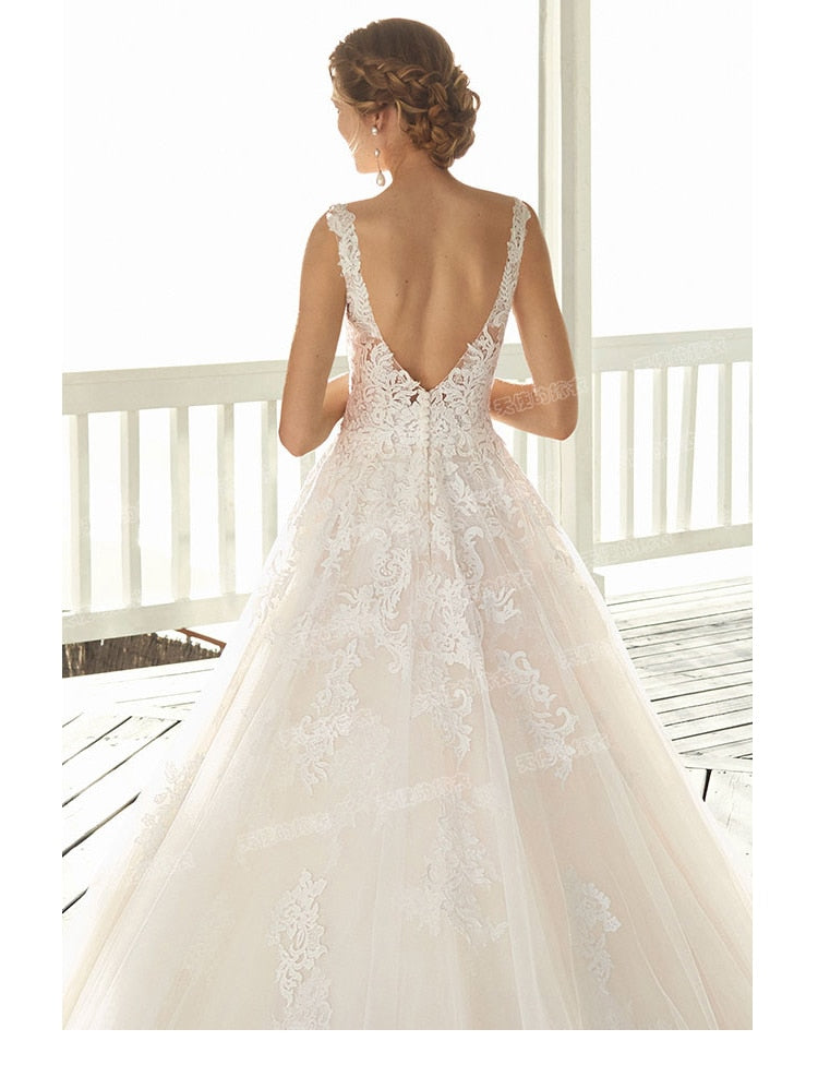 Roycebridal Wedding Dress Luxury Sexy V-neck Court Train Backless Ball Gown Princess Backless Wedding Dresses Custom Size