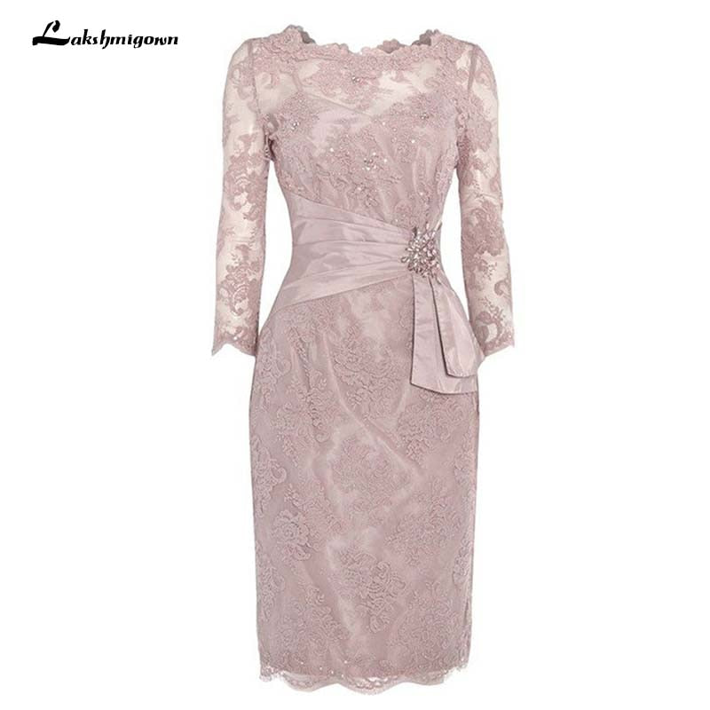 15 color Three Quarter Beading Lace Mother of the Bride Dress Knee Length Short Mother Dress For Wedding Guest Dress Plus Size - ROYCEBRIDAL OFFICIAL STORE