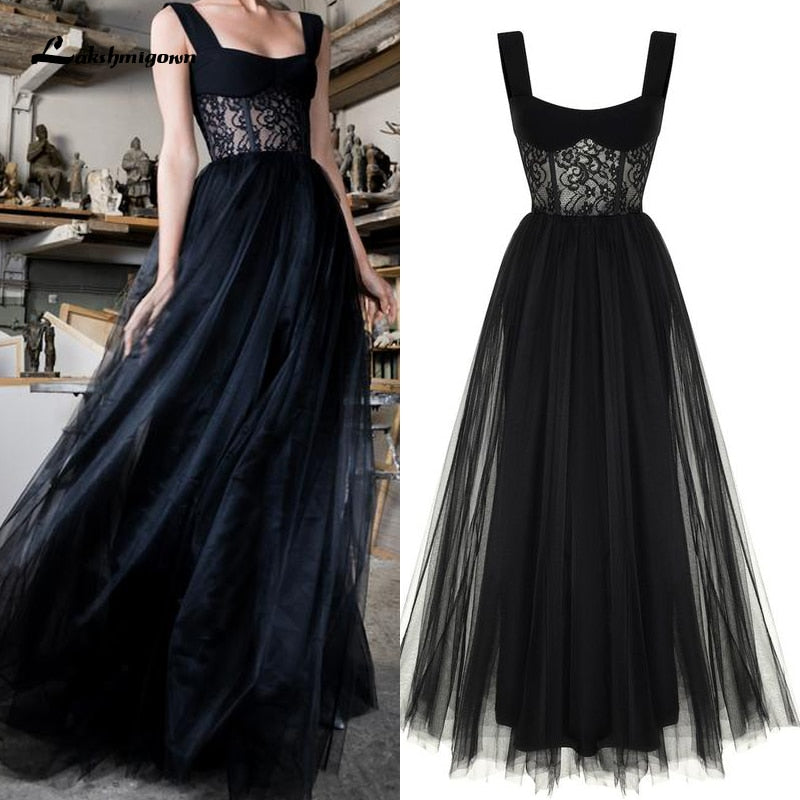 Lakshmigown Custom Made Gothic Black Wedding Dress Sleeveless Floor Length Modest Tulle Black Wedding Gown vestido de novia - ROYCEBRIDAL OFFICIAL STORE