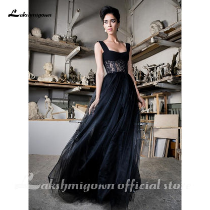 Lakshmigown Custom Made Gothic Black Wedding Dress Sleeveless Floor Length Modest Tulle Black Wedding Gown vestido de novia - ROYCEBRIDAL OFFICIAL STORE