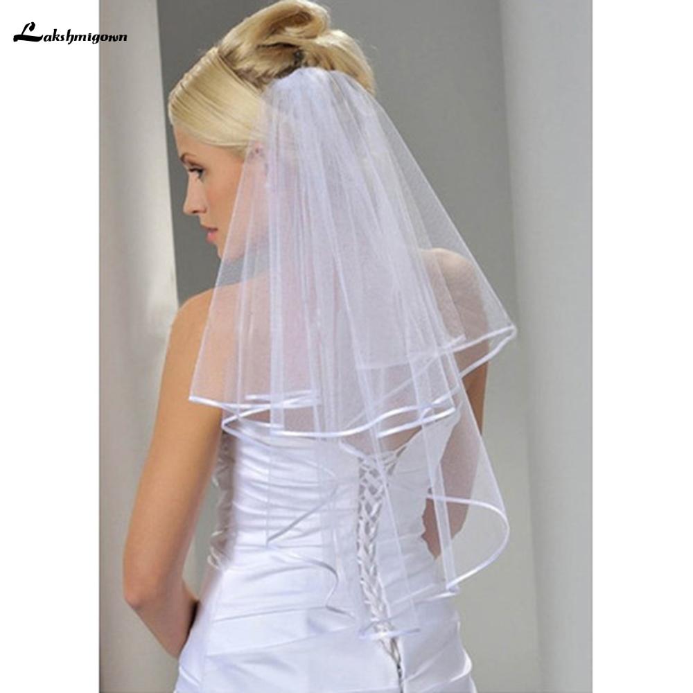 Tulle Bridal Veils White Wedding Bridal Veil with Comb Wedding Veils With Lace Ribbon Edge For Marriage Wedding Accessories - ROYCEBRIDAL OFFICIAL STORE