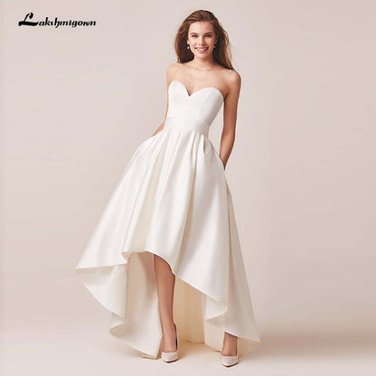 Lakshmigown Ivory Stain High/Low Wedding Dresses with Jacket Floor-Lenth Bridal Gown Party Dresses Vestido De Noiva - ROYCEBRIDAL OFFICIAL STORE