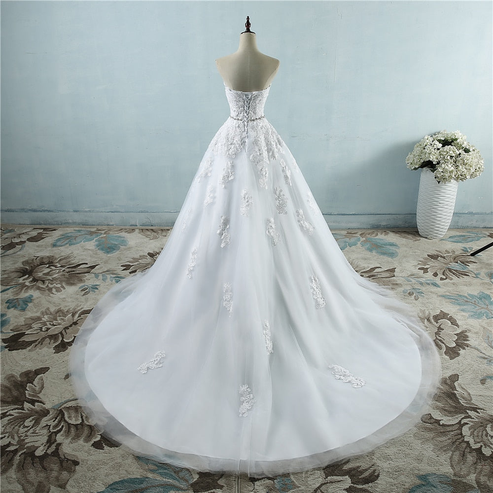 Lace flower Sweetheart White Ivory Fashion Sexy 2021 Wedding Dresses For Brides Plus Size Maxi Size 2-26W - ROYCEBRIDAL OFFICIAL STORE