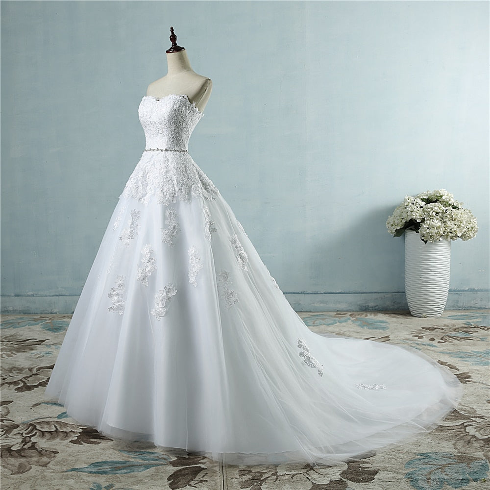 Lace flower Sweetheart White Ivory Fashion Sexy 2021 Wedding Dresses For Brides Plus Size Maxi Size 2-26W - ROYCEBRIDAL OFFICIAL STORE