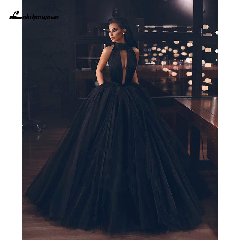 Lakshmigown Black A Line Gothic Wedding Dress 2021 High Neck Backless Boho Bridal Dresses Vestidos de novia Wedding Gowns - ROYCEBRIDAL OFFICIAL STORE