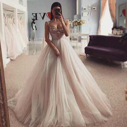 Roycebridal Sexy Crystals Wedding Dresses Vestidos de Noiva 2021 Princess Bride Dress Church Beach Wedding Gowns Custom Made