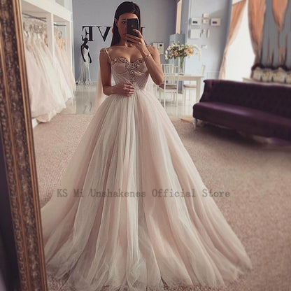 Roycebridal 2022 Sexy Crystals Wedding Dresses Vestidos de Noiva Princess Bride Dress Church Beach Wedding Gowns Custom Made