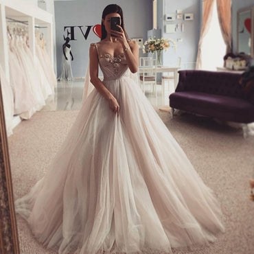 Roycebridal Sexy Crystals Wedding Dresses Vestidos de Noiva 2021 Princess Bride Dress Church Beach Wedding Gowns Custom Made