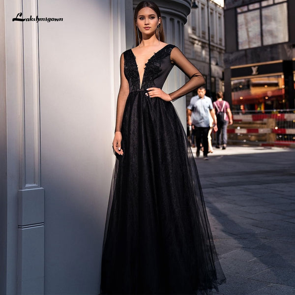 Lakshmigown Black Gothic Dress Bidal Wedding Abendkleider 2021 A Line ...