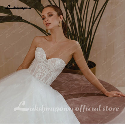 Sweetheart Neck Wedding Dress with short sleeves Vestidos de Novia Lace Appliques Wedding Gowns Robe Mariage Lakshmigown - ROYCEBRIDAL OFFICIAL STORE