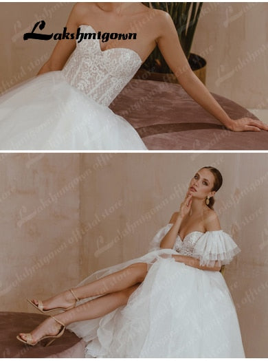 Sweetheart Neck Wedding Dress with short sleeves Vestidos de Novia Lace Appliques Wedding Gowns Robe Mariage Lakshmigown - ROYCEBRIDAL OFFICIAL STORE